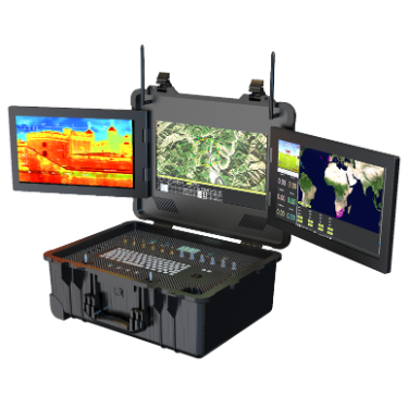 Three-screen ground control system 