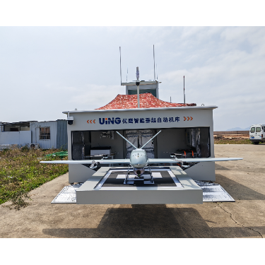 Vertical takeoff and landing fixed-wing unmanned aerial vehicle automatic hangar